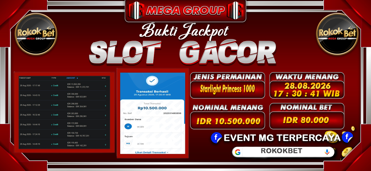Bukti JP situs Rokokbet hari Jumat, 28 Agustus 2026