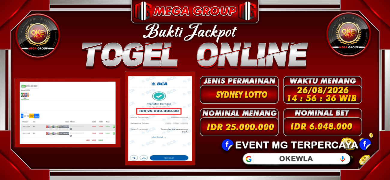 Bukti JP situs Okewla hari Rabu, 26 Agustus 2026