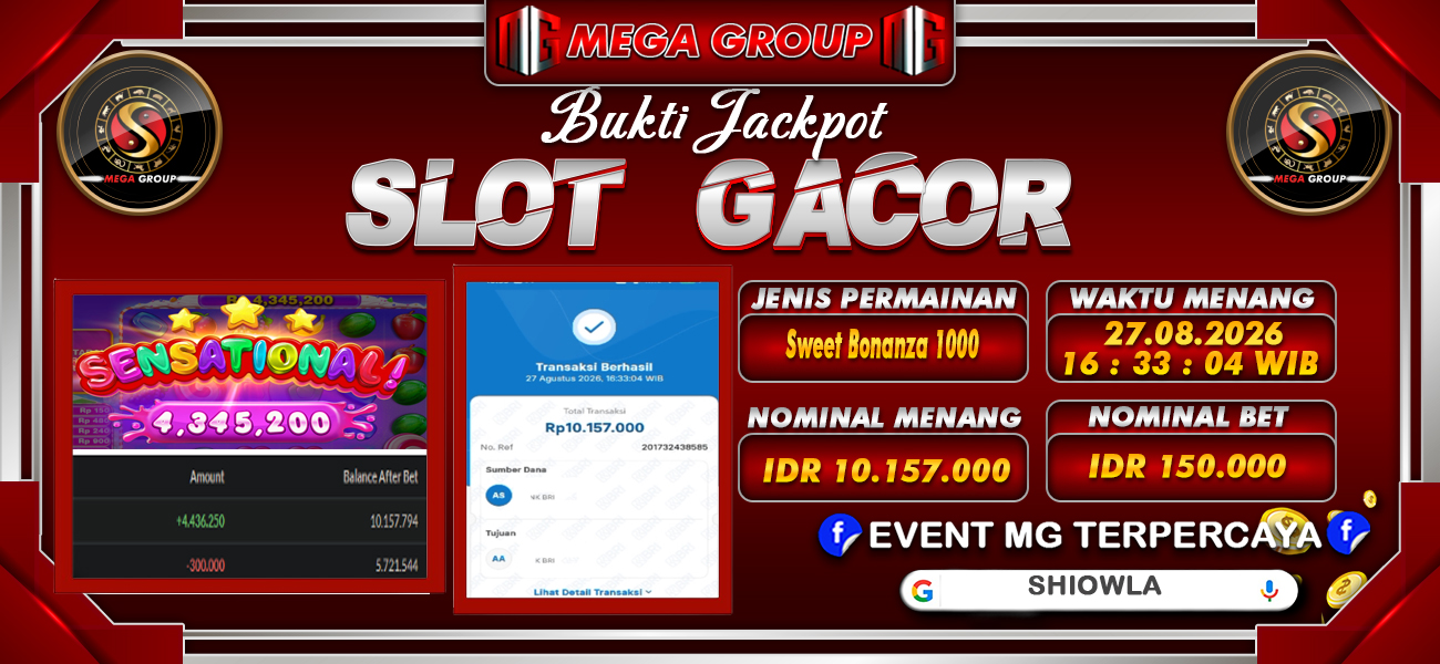 Bukti JP situs Shiowla hari Kamis, 27 Agustus 2026